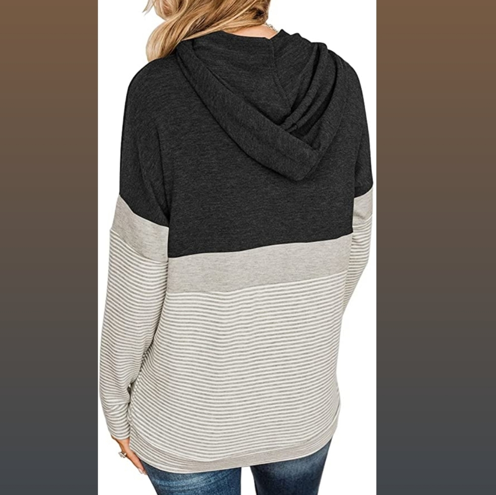 Women's Colorblock Drawstring Sweater - Picture 4 of 5